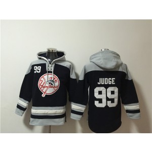 MLB Yankees 99 Aaron Judge Black Grey Ageless Must-Have Lace-Up Pullover Hoodie