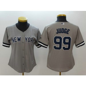 MLB Yankees 99 Aaron Judge Gray Cool Base Women Jersey