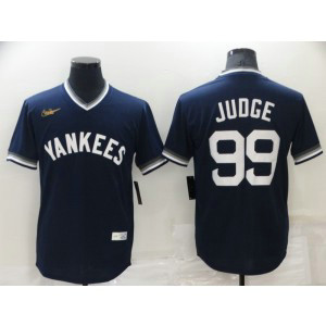 MLB Yankees 99 Aaron Judge Navy Blue Throwback Men Jersey