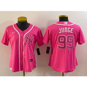 MLB Yankees 99 Aaron Judge Pink Nike Cool Base Women Jersey