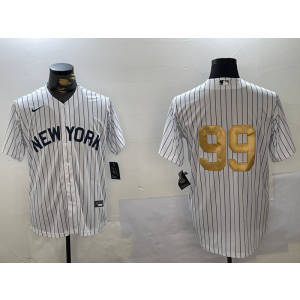 MLB Yankees 99 Aaron Judge White Gold Nike Cool Base Men Jersey