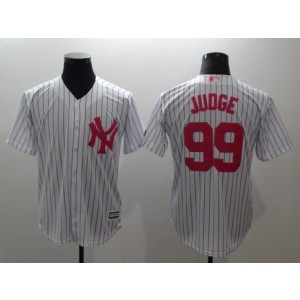 MLB Yankees 99 Aaron Judge White Pink Nike Cool Base Men Jersey