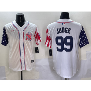 MLB Yankees 99 Aaron Judge White USA Flag Nike Cool Base Men Jersey