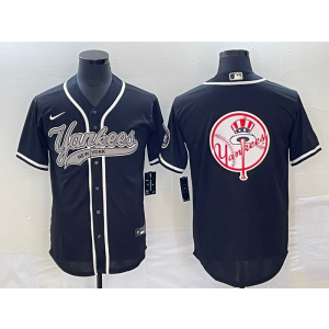 MLB Yankees Blank Black Baseball Logo Nike Cool Base Men Jersey