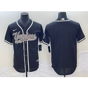 MLB Yankees Blank Black Nike Cool Base Men Jersey