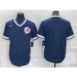 MLB Yankees Blank Blue Throwback Men Jersey