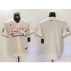 MLB Yankees Blank Cream Nike Cool Base Men Jersey