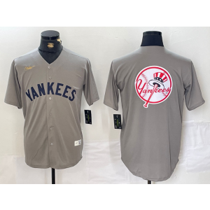 MLB Yankees Blank Grey 2024 New Logo Nike Cool Base Men Jersey