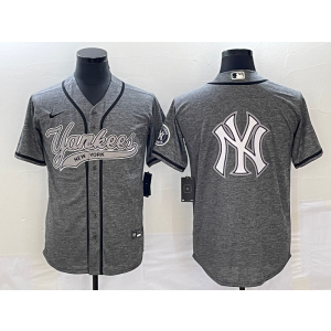 MLB Yankees Blank Grey Baseball Logo Nike Cool Base Men Jersey