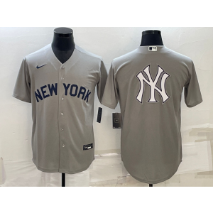 MLB Yankees Blank Grey Baseball Logo Nike Men Jerseys