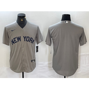 MLB Yankees Blank Grey Nike Cool Base Men Jersey