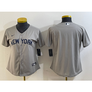 MLB Yankees Blank Grey Nike Cool Base Women Jersey