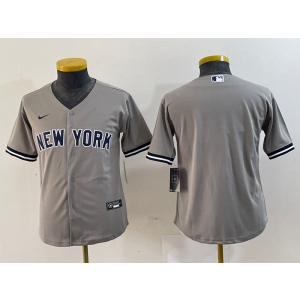 MLB Yankees Blank Grey Nike Cool Base Women Jersey