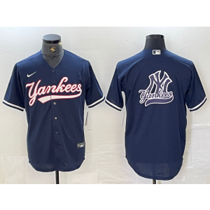 MLB Yankees Blank Navy Baseball Logo Nike Cool Base Men Jersey