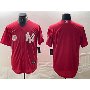 MLB Yankees Blank Red Nike Cool Base Men Jersey