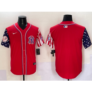 MLB Yankees Blank Red USA Flag Nike Cool Base Men Jersey