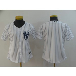 MLB Yankees Blank White Cool Base Women Jersey