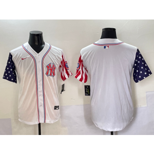 MLB Yankees Blank White USA Flag Nike Cool Base Men Jersey