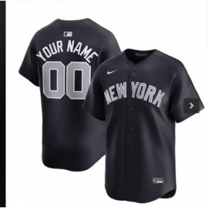 MLB Yankees Customized Black Nike Cool Base Men Jersey