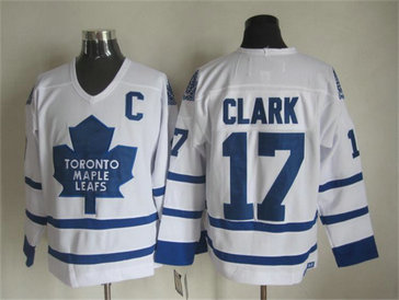 Maple Leafs 17 Wendel Clark White CCM Jersey
