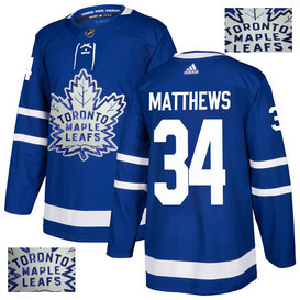 Maple Leafs 34 Auston Matthews Blue With Special Glittery Logo Adidas Jersey