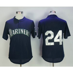 Mariners 24 Ken Griffey Jr. Navy BP Throwback Men Jersey