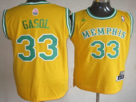 Memphis Grizzlies #33 Marc Gasol ABA Hardwood Classic Swingman Yellow Throwback Jersey