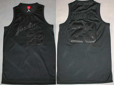 Men's #23 Michael Jordan All Black Swingman Commemorative Basketball Jersey