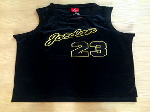 Men's #23 Michael Jordan All Black With Gold Swingman Commemorative Basketball Jersey