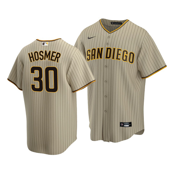 Men's 2020 San Diego Padres Eric Hosmer #30 Replica Alternate Sand Brown Jersey