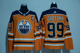 Men's Adidas Edmonton Oilers #99 Wayne Gretzky Orange Hockey Stitched NHL Jersey