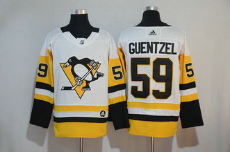 Men's Adidas Penguins 59 Jake Guentzel White NHL Jersey