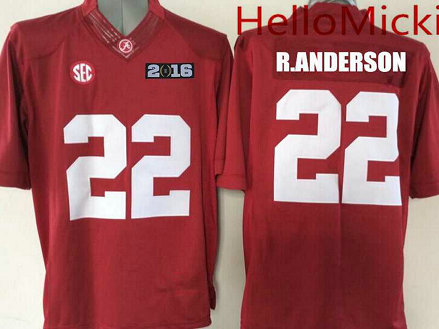 Men's Alabama Crimson Tide #22 Ryan Anderson Red 2016 BCS patch College Football Nike Limited Jersey