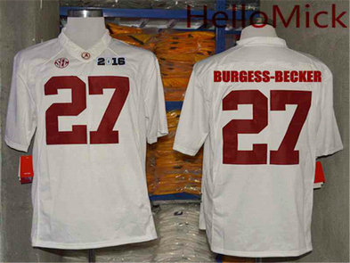 Men's Alabama Crimson Tide #27 Shawn Burgess-Becker White 2016 BCS College Football Nike Limited Jersey