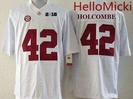Men's Alabama Crimson Tide #42 Keith Holcombe White 2016 BCS College Football Nike Limited Jersey