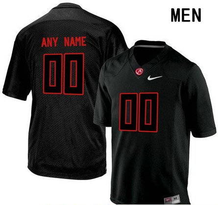 Men's Alabama Crimson Tide Custom College Football Nike Limited Jersey - Lights Black Out