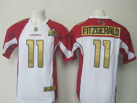 Men's Arizona Cardinals #11 Larry Fitzgerald White Super Bowl 50th Anniversary 2016 NFL Nike Limited Jersey
