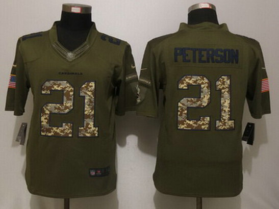 Men's Arizona Cardinals #21 Patrick Peterson Green Salute to Service 2015 NFL Nike Limited Jersey