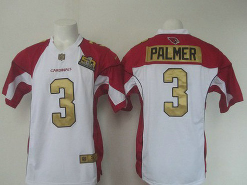 Men's Arizona Cardinals #3 Carson Palmer White Super Bowl 50th Anniversary 2016 NFL Nike Limited Jersey