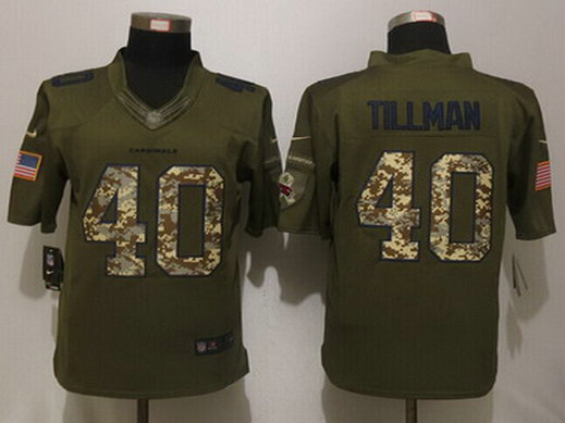 Men's Arizona Cardinals #40 Pat Tillman Retired Player Green Salute to Service 2015 NFL Nike Limited Jersey