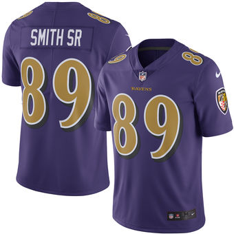 Men's Baltimore Ravens Steve Smith Sr Nike Purple Color Rush Limited Jersey
