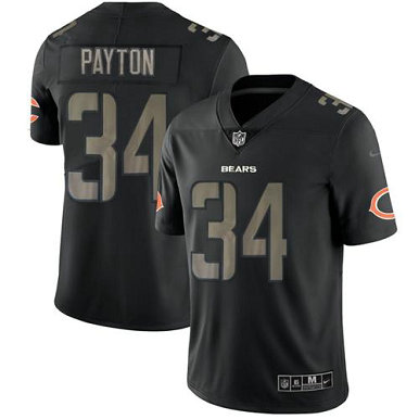Men's Bears #34 Walter Payton Black Nike Stitched NFL Limited Rush Impact Jersey