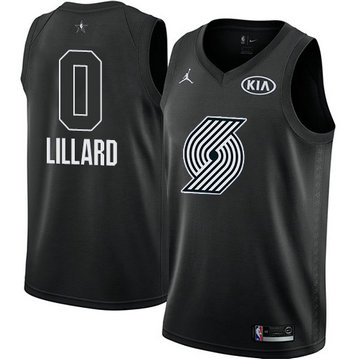 Men's Blazers #0 Damian Lillard Black NBA Jordan Swingman 2018 All-Star Game Jers