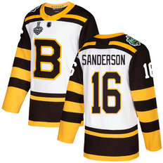 Men's Boston Bruins #16 Derek Sanderson 2019 Stanley Cup Final White Authentic 2019 Winter Classic Bound Stitched Hockey Jersey