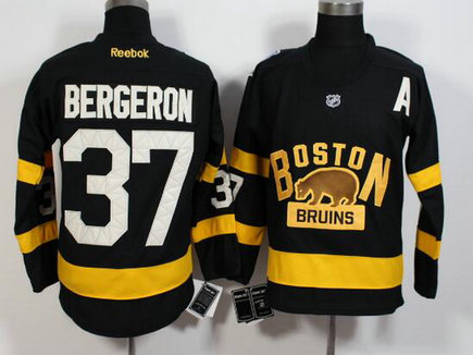 Men's Boston Bruins #37 Patrice Bergeron Reebok Black 2016 Winter Classic Premier Jersey