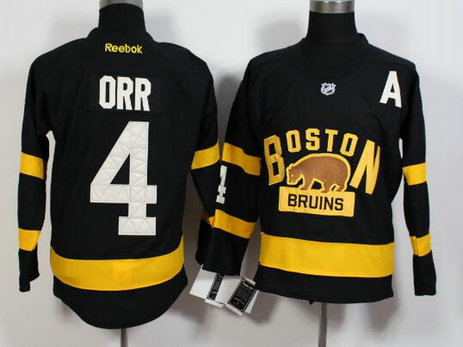 Men's Boston Bruins #4 Bobby Orr Reebok Black 2016 Winter Classic Premier Jersey