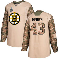 Men's Boston Bruins #43 Danton Heinen Camo Authentic 2019 Stanley Cup Final 2017 Veterans Day Bound Stitched Hockey Jersey