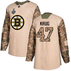 Men's Boston Bruins #47 Torey Krug Camo Authentic 2019 Stanley Cup Final 2017 Veterans Day Bound Stitched Hockey Jersey