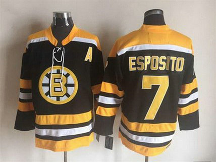 Men's Boston Bruins #7 Phil Esposito 2007-08 Black CCM Vintage Throwback Jersey