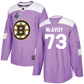 Men's Boston Bruins #73 Charlie McAvoy 2019 Stanley Cup Final Purple Authentic Fights Cancer Bound Stitched Hockey Jersey